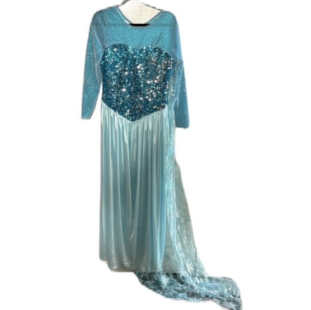 Sequin Heart Maxi Dress in Light Blue